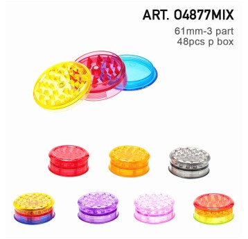 Młynek plastik 3PART 61mm - Mix kolor - 04877MIX